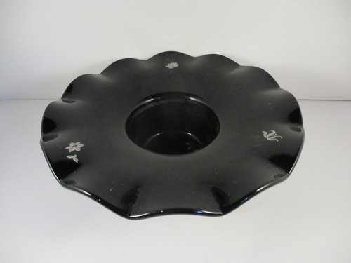 Vintage black glass - , rose/posy