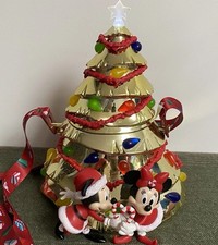 Disney World 50th Gold LightUp Christmas Tree Popcorn Bucket Mickey Minnie