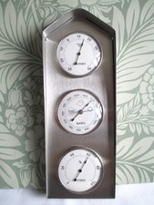 Brushed Stainless Steel Three Instrument Weather Station  Seen Little Use Tested