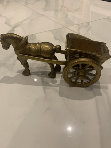 Vintage brass horse and cart - brass,