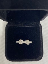 Bow Love Knot  Ring - White Gold Plated 925 Sterling Silver/CZ Ring -  SIZE S