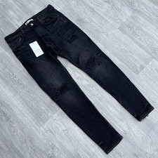 ZARA Ripped Stretch Skinny Jeans  - Washed Black [34]