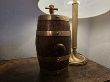 Vintage Wooden Barrel Décor with Brass Bands + Original Tap