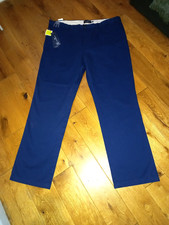 MENS M&S BLUE HARBOUR STORMWEAR DARK BLUE TAPERED FIT CHINOS W42 LONG L33 BNWT