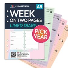 2026 | 2027 Filofax A5 COMPATIBLE Week on two pages lined diary refill