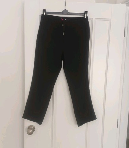 Black linen cropped - black,
