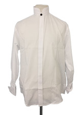 Men's Formal Shirt White Nehru Collar Concealed Buttons French Cuffs New F1