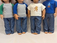 18" Boy Dolls Jeans & Embroidered /Baseball T Shirt ~fit  Our Generation AG  D/F