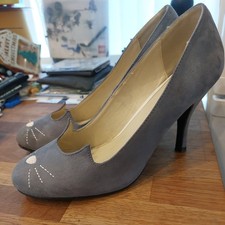 TUK Kitty Cat Collection High Heel Grey Sophisticated Cute Bombshell Heels UK9