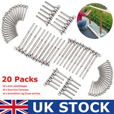 20 Pack 316-Stainless Steel Wire Rope DIY Balustrade Kit Jaw/Swage Bottlescrew