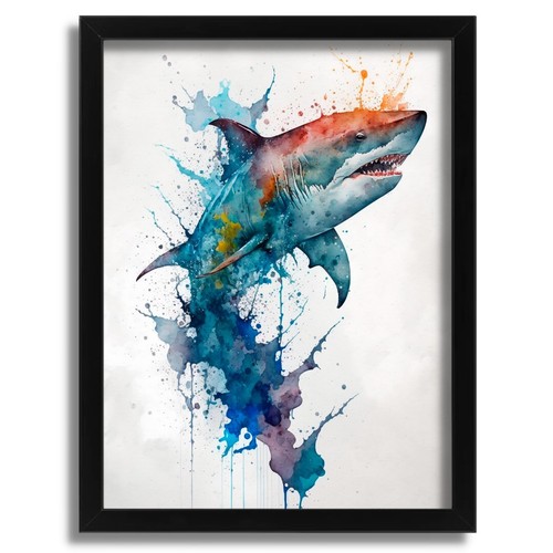 Watercolour great white shark - watercolour,