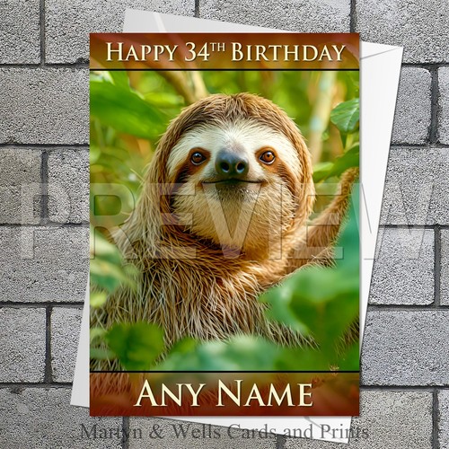 Tree sloth birthday card - birthday, card.