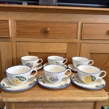 6 x Poole Pottery Dorset Fruits Tea Cups And Saucers.