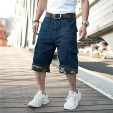 Men Loose Denim Shorts Hip Hop