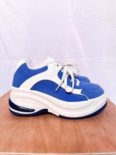 Vintage 90s Raver Blue And White Platform Shoes Trainers Size 5 EU 38