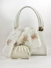 Well Loved Cream Vintage Jane Shilton Handbag Purse & Scarf Set