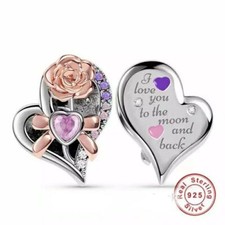 💖 I Love You Charm To The Moon & Back 925 Sterling Silver Bead Wife Daughter