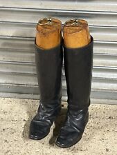 Rare Pair Of Fagg Brothers High Black Leather Hunting Boots With Wooden Trees