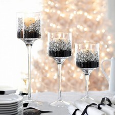 Set of 3 Tall Glass Candle Tea