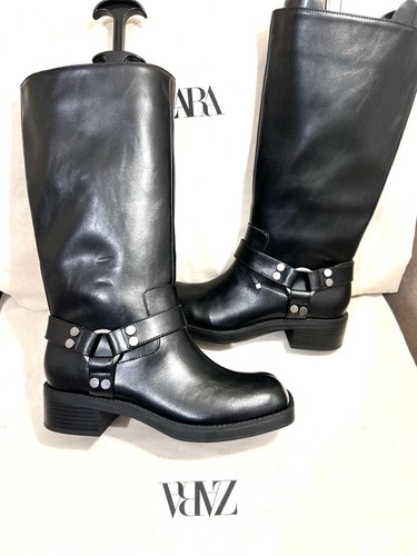 Zara black biker boots - zara, nwt