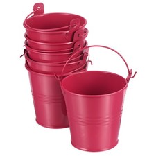 6Pcs Small Metal Bucket Succulents Basket Decorative Pails Red