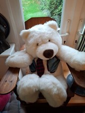 RARE Vintage Allders Christmas White Teddy Boogie Bear Soft Plush Toy Large 73cm