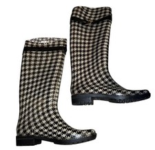 Lauren Ralph Lauren Rubber Rain Boots Rossalyn Houndstooth • Size 10 B