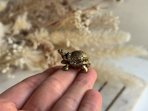 Small brass turtle figurine - small,