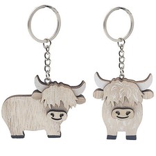 Lesser & Pavey Highland Cow Wooden Keyring LP75362