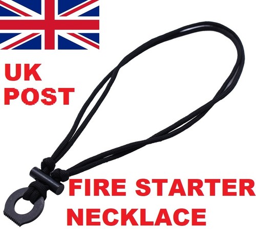 Flint steel paracord necklace - steel,