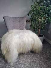 Icelandic Sheepskin Rug Natural Pelt Real Soft Ivory Long Fleece 125-130cm