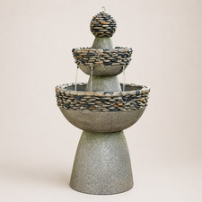 Tiered stone water fountain - stone,