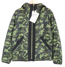 DENHAM Men's M Green Hooded Jacket Lined Military Camouflage Long Sleeve *