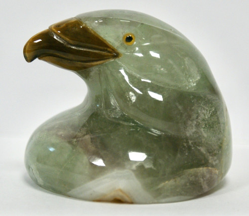 Carved fluorite eagle head - carved,