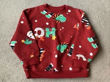 Primark Red Boys Age 4-5 Christmas Jumper New With Tags Dinosaur Snowman
