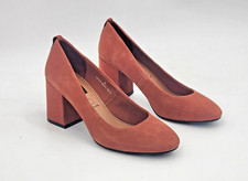 M&S Real SUEDE Block Heel COURT SHOES TERRACOTTA RRP £45