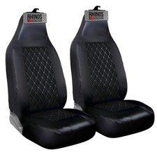 FOR FORD TRANSIT MK7 - LUXURY BLACK QUILTED DIAMOND LEATHER VAN SEAT COVERS