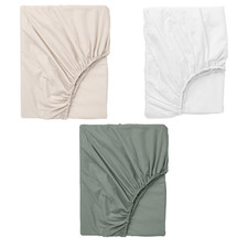 IKEA DVALA  Fitted Sheet Double 100% Natural Cotton High Quality Bed Sheets