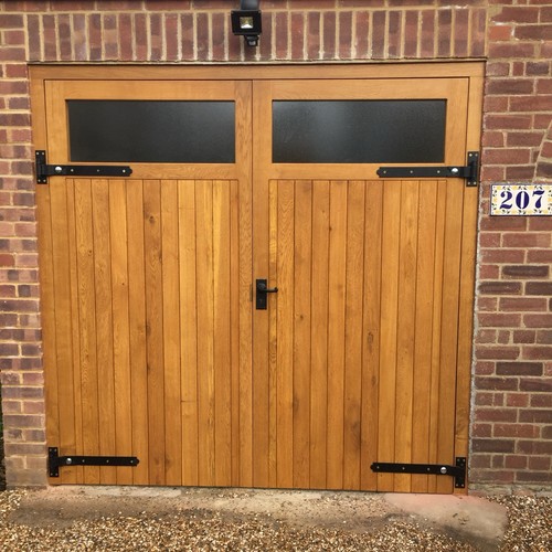 Oak single pane garage doors - oak,