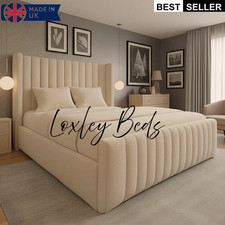 Ottoman Bed Winged Plush Velvet New York Divan Storage Double & King Size Bed