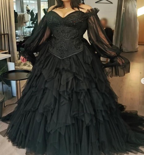 Black gothic wedding - black, dress
