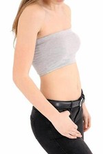 Womens Plain Printed Boob Tube Strapless Bandeau Elastic Stretch Bra Crop Top