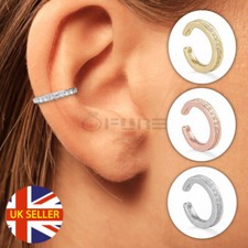 1x Women Cubic Zircon Ear Cuff Non Pierced Sterling Silver Rose Gold Earrings