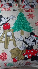Disney Christmas Mickey Minnie Mouse Double Duvet Cover Set Reversible 