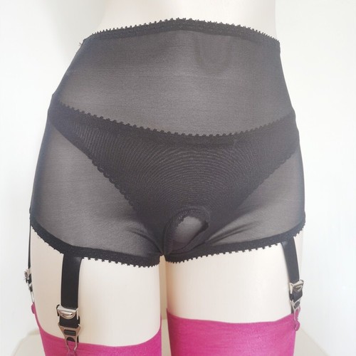 Semi mesh open crotch garter - semi-mesh, open-crotch