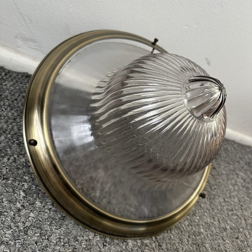 Brass and glass uplighter dome - and,