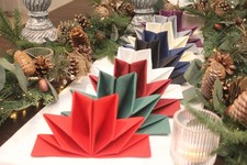 Luxury Linen Feel Folded Paper Napkin Star pk6 Christmas Xmas Table Decoration