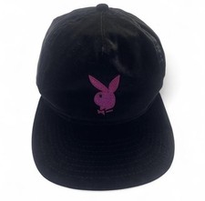 Playboy x New Era "The Golfer" Hat Black Velvet Pink Rabbit Bunny Strapback