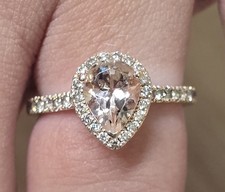 Le Vian Ring 3/4 CTS Peach Morganite 1/3 CTS Nude Diamonds 14KT Strawberry Gold