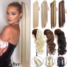 Thick Hair Ponytail Clip In Real As Human Wrap Claw On Pony Tail Hair Extensions